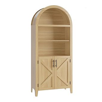 Arched Kitchen Pantry Storage Cabinet with Five-Tier Open Shelves and Nice Texture