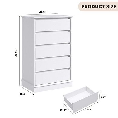 5 Drawer Dresser with Deep Drawers and Wide Top