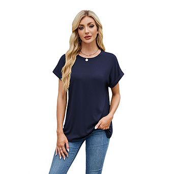 Women's Summer Tops Oversized Short Sleeve Business Casual T Shirts Trendy Fashion Clothes