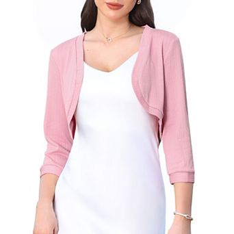 Shrugs for Women 3/4 Sleeve Cropped Bolero Shrug Open Front Cardigan Sweaters Party Clubwear