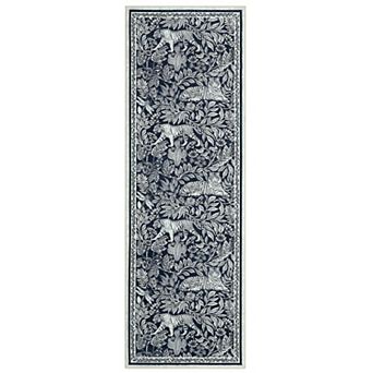 Animal & Foliage Print Area Rug Machine Washable Non shedding Low Pile Pet Friendly for Bedroom