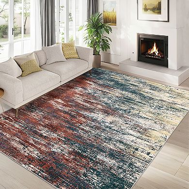 Abstract Area Rug Machine Washable Non Slip Non Shedding Pet Friendly carpet for Hallway Bedroom