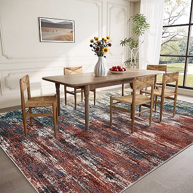 Abstract Area Rug Machine Washable Non Slip Non Shedding Pet Friendly carpet for Hallway Bedroom