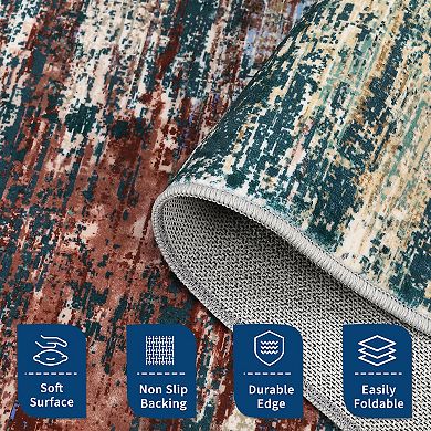 Abstract Area Rug Machine Washable Non Slip Non Shedding Pet Friendly carpet for Hallway Bedroom