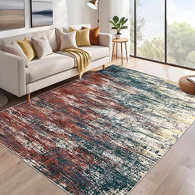 Abstract Area Rug Machine Washable Non Slip Non Shedding Pet Friendly carpet for Hallway Bedroom