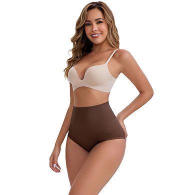 Women's High-Waisted Tummy Control Hip Lifting Underwear Seamless Solid Body Control Panties 2Packs