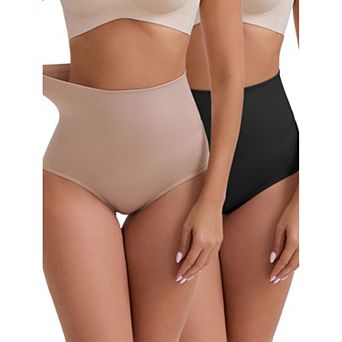 Women's High-Waisted Tummy Control Hip Lifting Underwear Seamless Solid Body Control Panties 2Packs