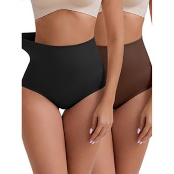 Women's High-Waisted Tummy Control Hip Lifting Underwear Seamless Solid Body Control Panties 2Packs