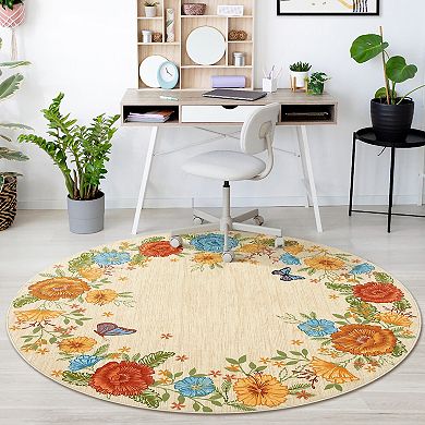 Modern Pastoral Area Rug Machine Washable Ultra Thin Non Slip Low Pile Stain Resistant for Bedroom