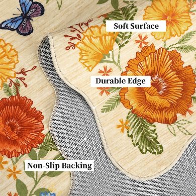 Modern Pastoral Area Rug Machine Washable Ultra Thin Non Slip Low Pile Stain Resistant for Bedroom