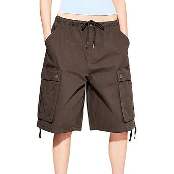 Women's Drawstring Jean Shorts Summer Elastic Waist Baggy Cargo Denim Shorts Casual Stretch Jorts