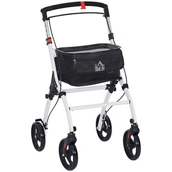HOMCOM Upright Walker, Walking Aid Rolling Walker with Tray