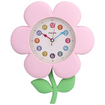 Flower Design Wall Clock, Silent Non Ticking Colorful Numbers Clocks for Office, Home 15x12x2.8 inch