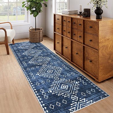 Modern Boho Area Rug Machine Washable Non Slip Ultra Thin Non Shedding for Living Room