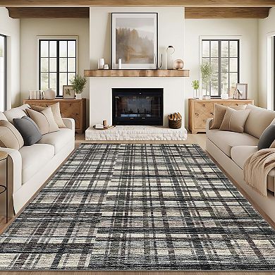 Modern Area Rug Machine Washable Non Slip Non Shedding Low Pile Carpet for Playroom Dining Room