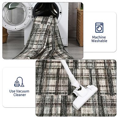 Modern Area Rug Machine Washable Non Slip Non Shedding Low Pile Carpet for Playroom Dining Room