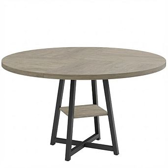 4-Person Round Kitchen Table with Storage & Wood table, 47 in