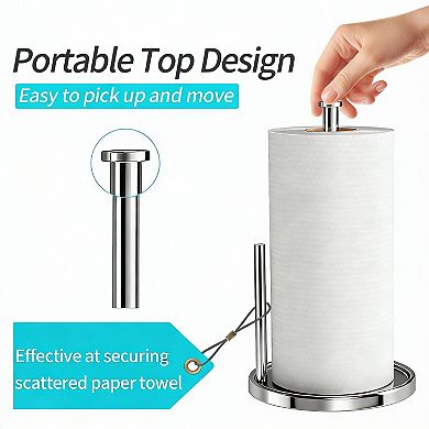 Stainless Steel One-Handed Paper Towel Holder with Weighted Base
