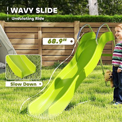 Qaba Outdoor Slide for Kids Ages 3-8, 5.7FT Freestanding Wave Slide