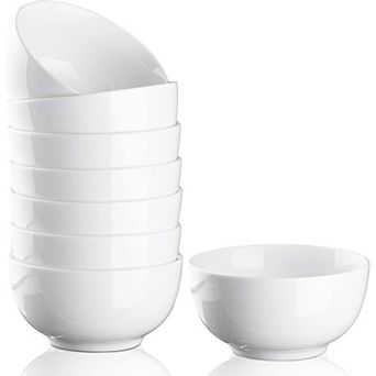 10 Ounce Porcelain Bowls Set 8 Pack Premium White Ceramic Bowls for Cereal, Soup, Salad, Pasta