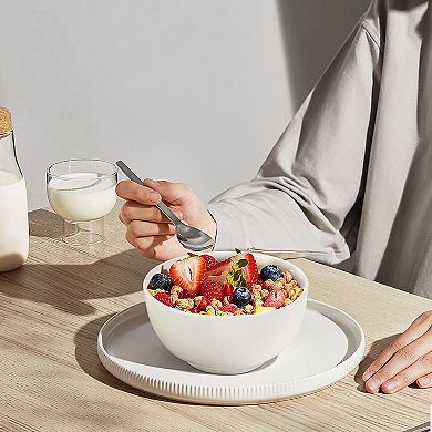 10 Ounce Porcelain Bowls Set 8 Pack Premium White Ceramic Bowls for Cereal, Soup, Salad, Pasta