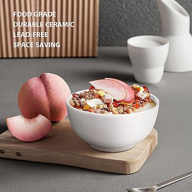 10 Ounce Porcelain Bowls Set 8 Pack Premium White Ceramic Bowls for Cereal, Soup, Salad, Pasta
