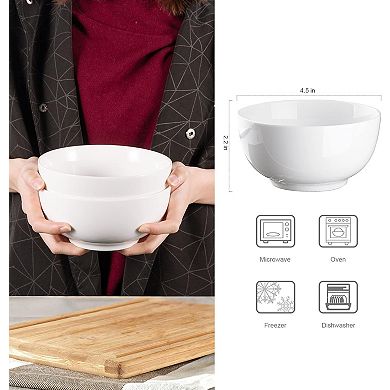 10 Ounce Porcelain Bowls Set 8 Pack Premium White Ceramic Bowls for Cereal, Soup, Salad, Pasta