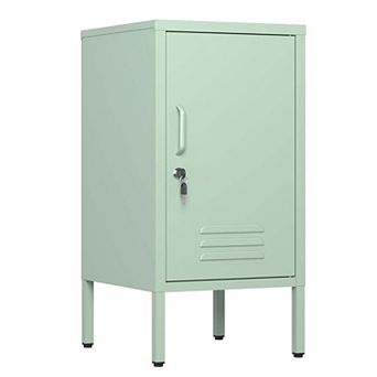 IDEALHOUSE Lockable Metal End Table with Adjustable Shelves