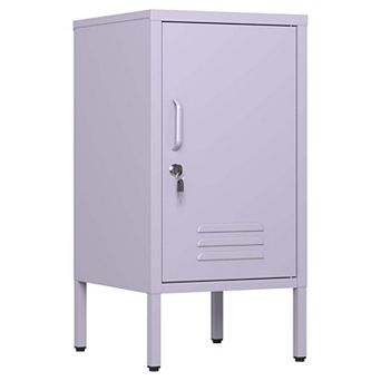 IDEALHOUSE Lockable Metal End Table with Adjustable Shelves