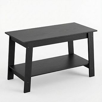 Modern Two-Tier Farmhouse Coffee Table with Open Shelf