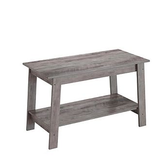 Modern Two-Tier Farmhouse Coffee Table with Open Shelf