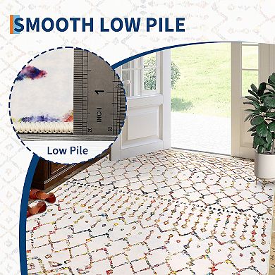 Boho Area Rug Machine Washable Non Shedding Stain Resistant Foldable Floor for Hallway Living Room