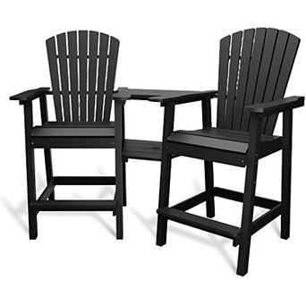 IDEALHOUSE Adirondack Bar Stools Set of 2, 51 Inch Recycled HDPE High Chairs with Tray