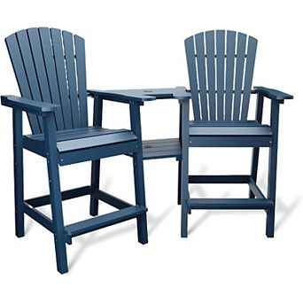 IDEALHOUSE Adirondack Bar Stools Set of 2, 51 Inch Recycled HDPE High Chairs with Tray