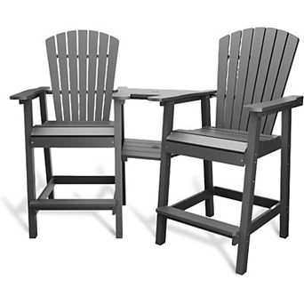 IDEALHOUSE Adirondack Bar Stools Set of 2, 51 Inch Recycled HDPE High Chairs with Tray