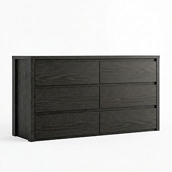 Wide Modern Six Drawer Dresser with Handle-Free Design