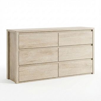 Wide Modern Six Drawer Dresser with Handle-Free Design