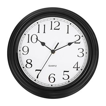 Vintage Wall Clock, 12" Plastic Finish Clock, Battery Operated Easy Install for Living Room Office
