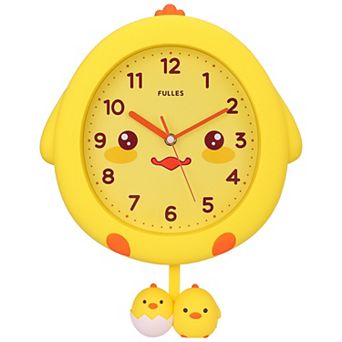 Cute Duck Wall Clock, 3D Cartoon Animal Silent Non Ticking Clock for Office Home School 15x12x2 inch