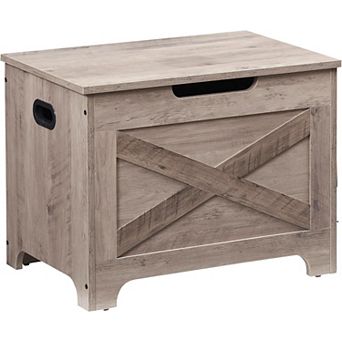 23.6 in Storage Chest, Wooden Storage Bench with Safety Hinge, Easy Assembly, Large Shoe Bench