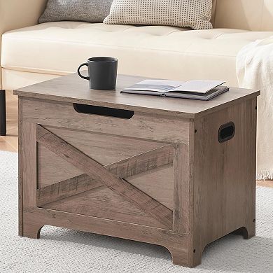 23.6 in Storage Chest, Wooden Storage Bench with Safety Hinge, Easy Assembly, Large Shoe Bench