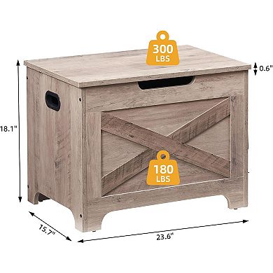 23.6 in Storage Chest, Wooden Storage Bench with Safety Hinge, Easy Assembly, Large Shoe Bench