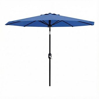 9 ft Patio Table Umbrella - 8 Sturdy Ribs, Push Button Tilt, Crank, UV & Waterproof