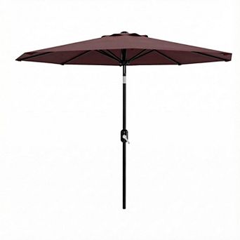 9 ft Patio Table Umbrella - 8 Sturdy Ribs, Push Button Tilt, Crank, UV & Waterproof