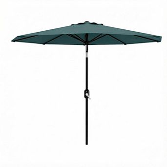 9 ft Patio Table Umbrella - 8 Sturdy Ribs, Push Button Tilt, Crank, UV & Waterproof