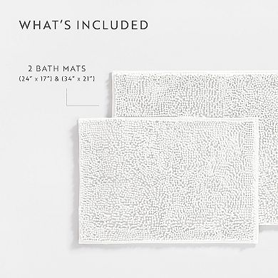 Plush Chenille Bath Mat - 2 Pack