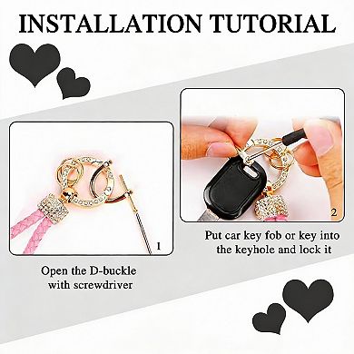 Heart Rhinestone Keychain with Wrist Strap - Stylish & Elegant