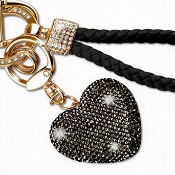 Heart Rhinestone Keychain with Wrist Strap - Stylish & Elegant