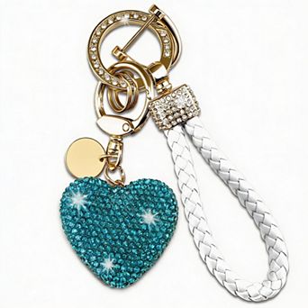 Heart Rhinestone Keychain with Wrist Strap - Stylish & Elegant