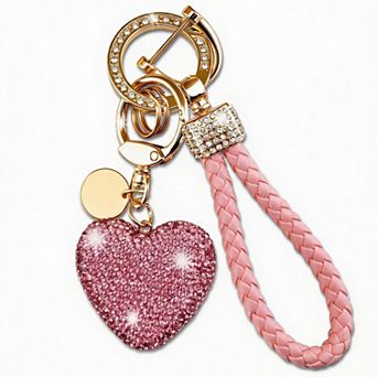 Heart Rhinestone Keychain with Wrist Strap - Stylish & Elegant